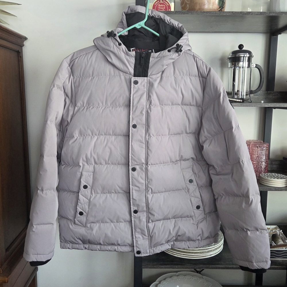 Guess Men's Gray Puffer Ski Snowboard Jacket NWOT Hooded XL Warm Cozy - Picture 1 of 12